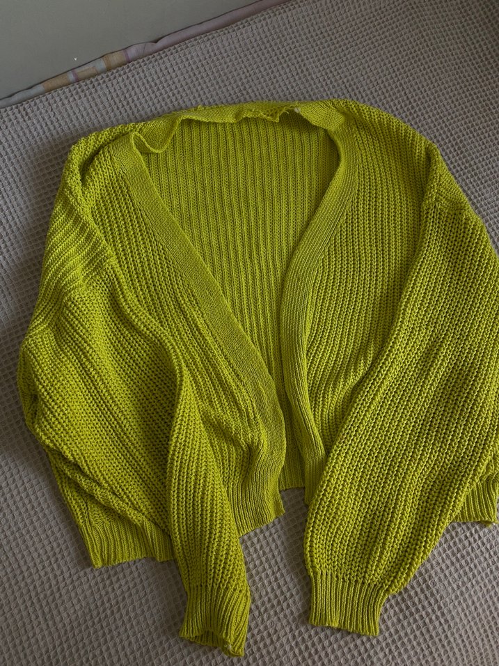 Kadın Sarı Triko oversıze Hırka - Görsel 4