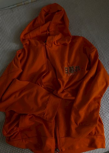 Turuncu Kapüşonlu oversıze hırka - Görsel 2