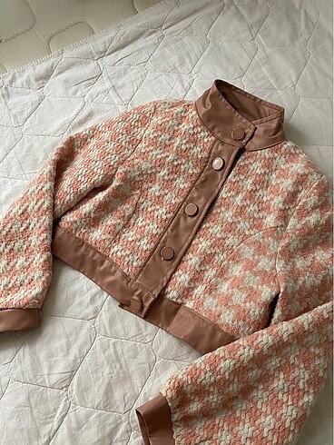 H&M Deri pembe ceket oversıze
