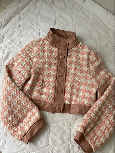 Deri pembe ceket oversıze