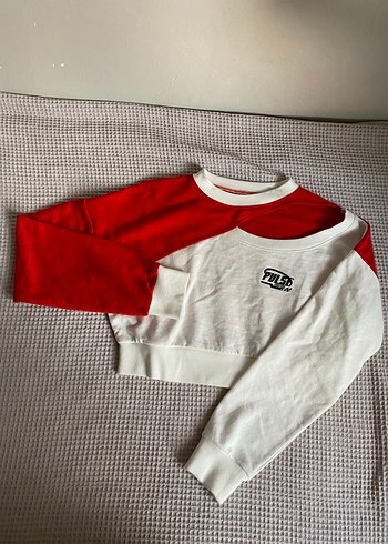 s Beden kırmızı Renk Renkli Kadın Sweatshirt, Uzun Kollu, Rahat Kesim
