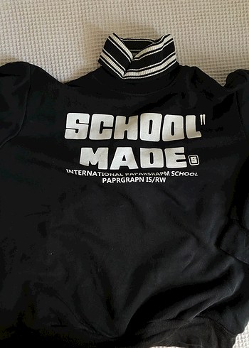 Mavi Jeans Siyah Baskılı Boğazlı Oversize Sweatshirt