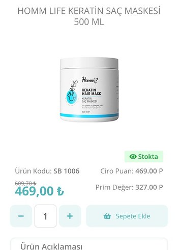 Homm Life Keratin Saç Maskesi 500 ml