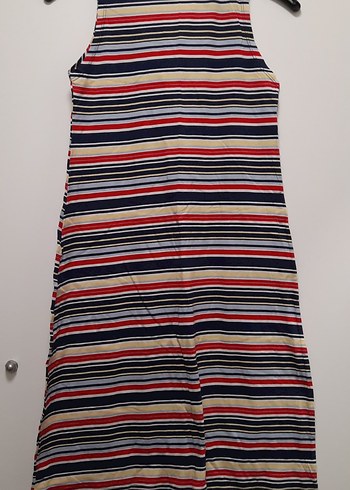 Çizgili Kolsuz Kadın Elbise S beden - Görsel 2