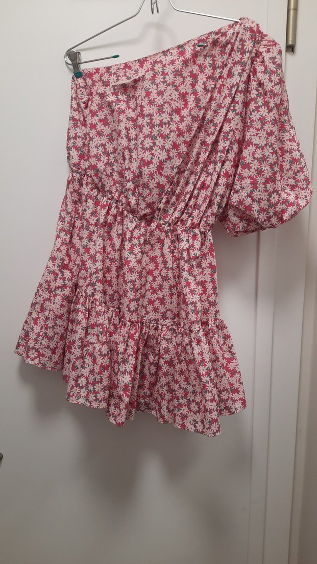 Pembe Renk Tek Kol Elbise S beden - Görsel 4