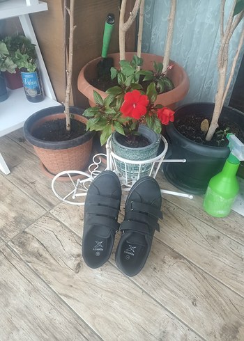 Siyah Kadın Spor Ayakkabı Cırt Cırtlı - Görsel 4