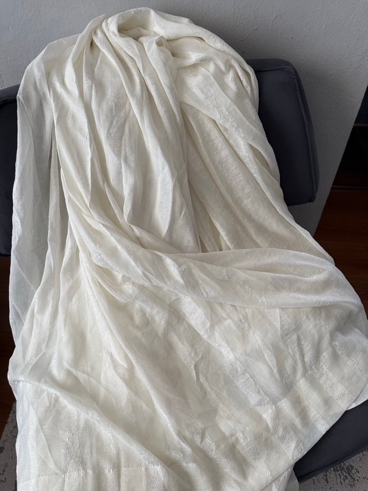 Parlak Beyaz Bohem Tarzı Perde 4 metre genişlik uzunluğu 3 metre - Görsel 3