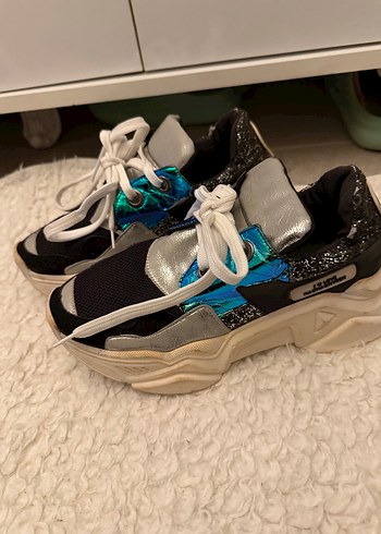 Gri Mavi Bağcıklı Kadın Spor Ayakkabı - Görsel 4