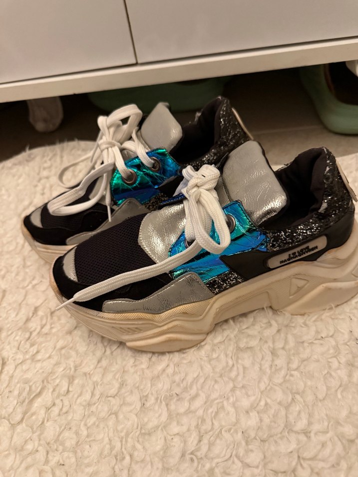 Gri Mavi Bağcıklı Kadın Spor Ayakkabı - Görsel 4