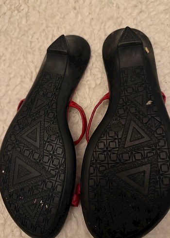 Kırmızı Deri Tokalı Kadın Sandalet - Görsel 2