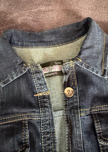 Düğmeli Lacivert Kadın Kot Ceket - Görsel 3