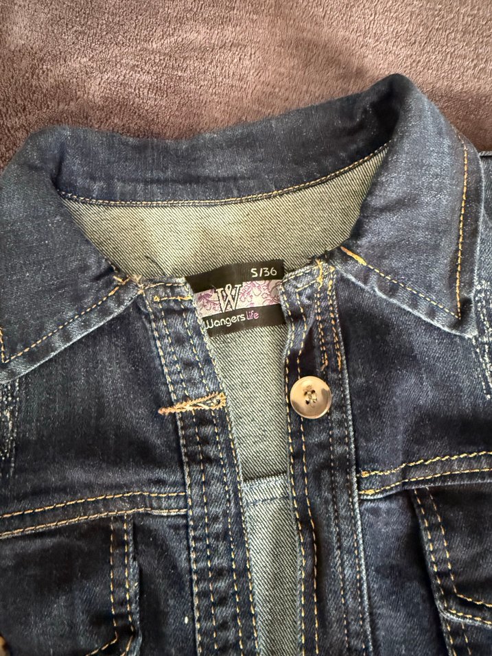 Düğmeli Lacivert Kadın Kot Ceket - Görsel 3