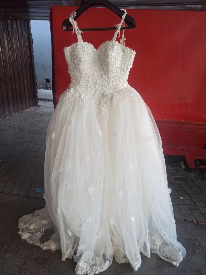 Straplez Bohem Uzun Gelinlik - Görsel 4