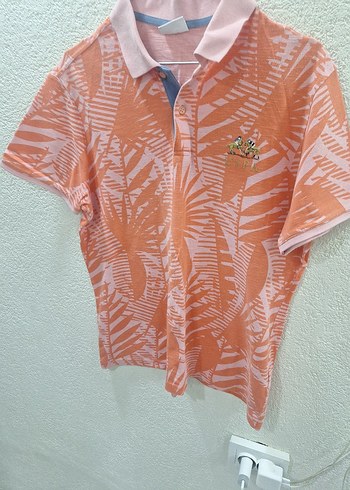 Turuncu Baskılı Kısa Kollu Polo Tişört - Görsel 2