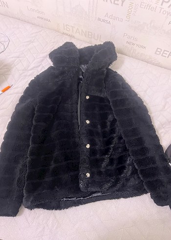 Siyah Kürk Detaylı Midi Kadın Mont - Görsel 2