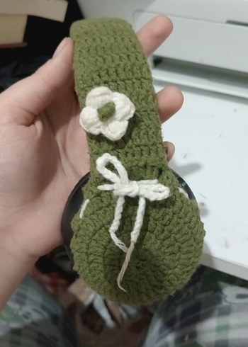 Yeşil Örgü Kaplamalı Kulaklık - Görsel 2