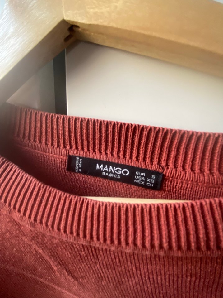 Kiremit Rengi Fermuarlı Mango Kazak - Görsel 4