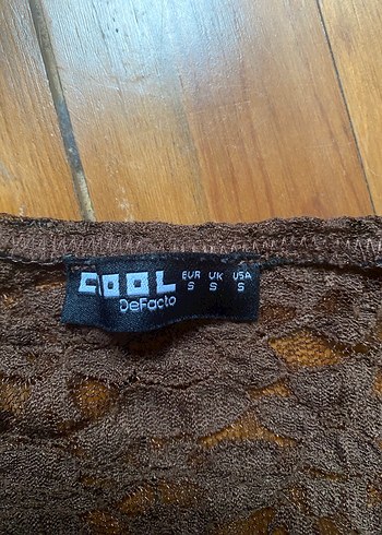 Kahverengi Dantel Starplez Asimetrik Üst - Görsel 3