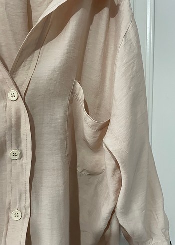 Bej Keten Kadın Gömlek - Görsel 2