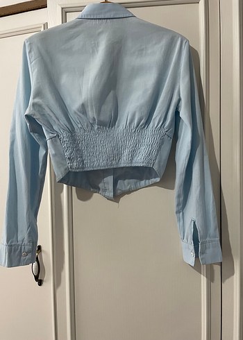 Diğer Mavi Düğmeli Uzun Kollu Denim Gömlek