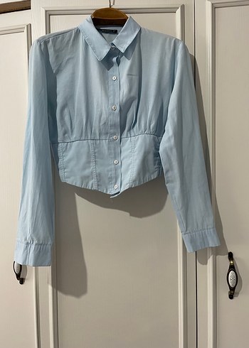 Mavi Düğmeli Uzun Kollu Denim Gömlek