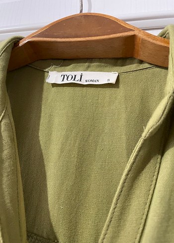 Kemerli Kolsuz Uzun Haki Elbise - Görsel 3