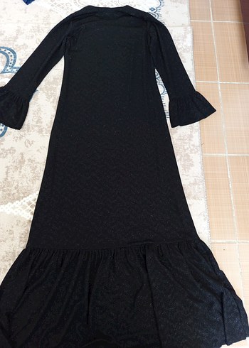 Siyah Uzun Kollu Yılan Desenli Uzun Elbise - Görsel 2