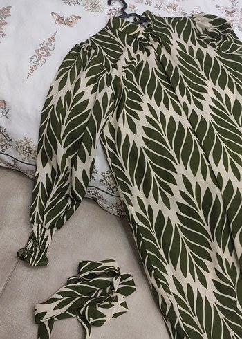 Yeşil Bohem Uzun Kollu Elbise - Görsel 5