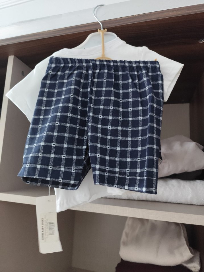 Düğmeli Ekose Yelekli Bebek Erkek Takımı - Görsel 2