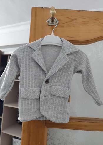Erkek Çocuk Gri Keten Düğmeli Ceket - Görsel 2