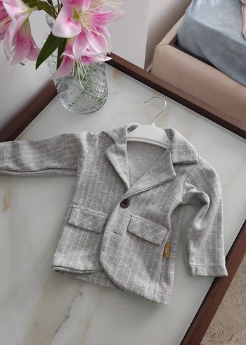 Erkek Çocuk Gri Keten Düğmeli Ceket - Görsel 3