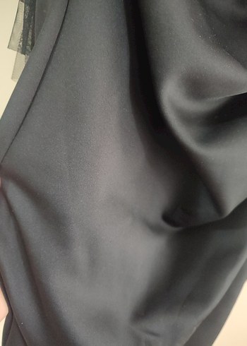 Siyah Transparan Kollu Midi Elbise - Görsel 4