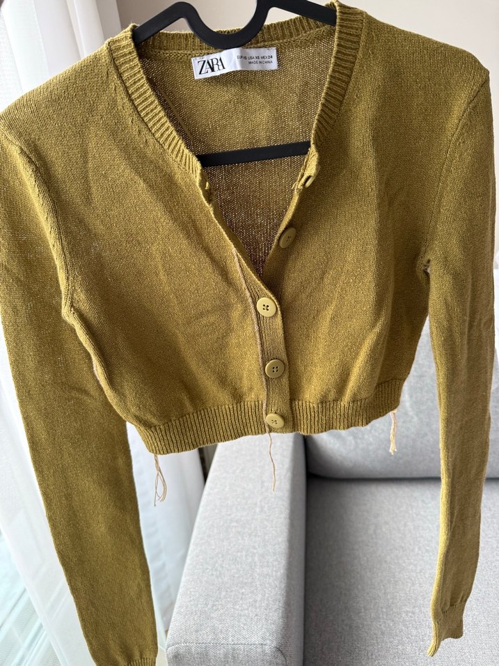 Zara yeşil triko hırka - Görsel 2