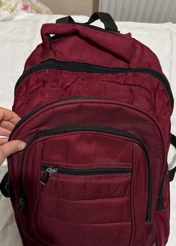 Bordo Fermuarlı Kadın Sırt Çantası - Görsel 2