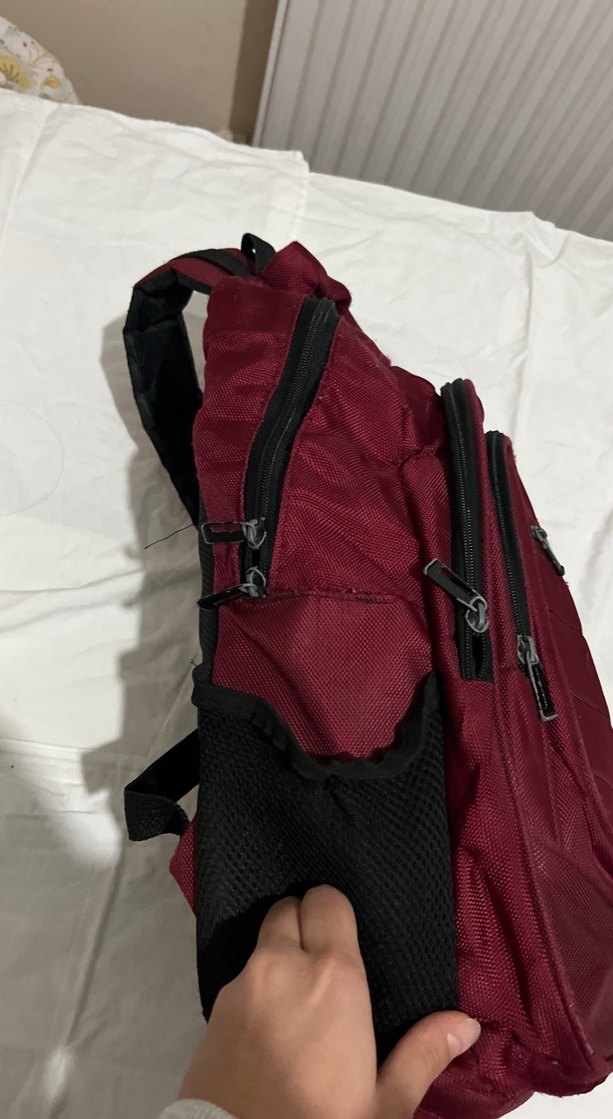 Bordo Fermuarlı Kadın Sırt Çantası - Görsel 3