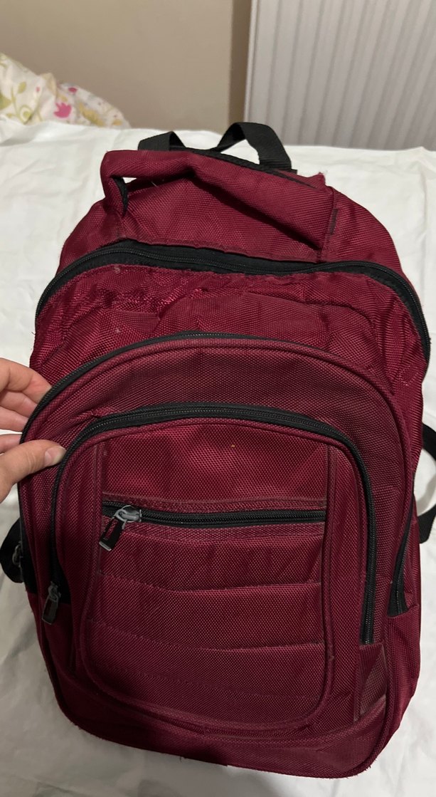 Bordo Fermuarlı Kadın Sırt Çantası - Görsel 2