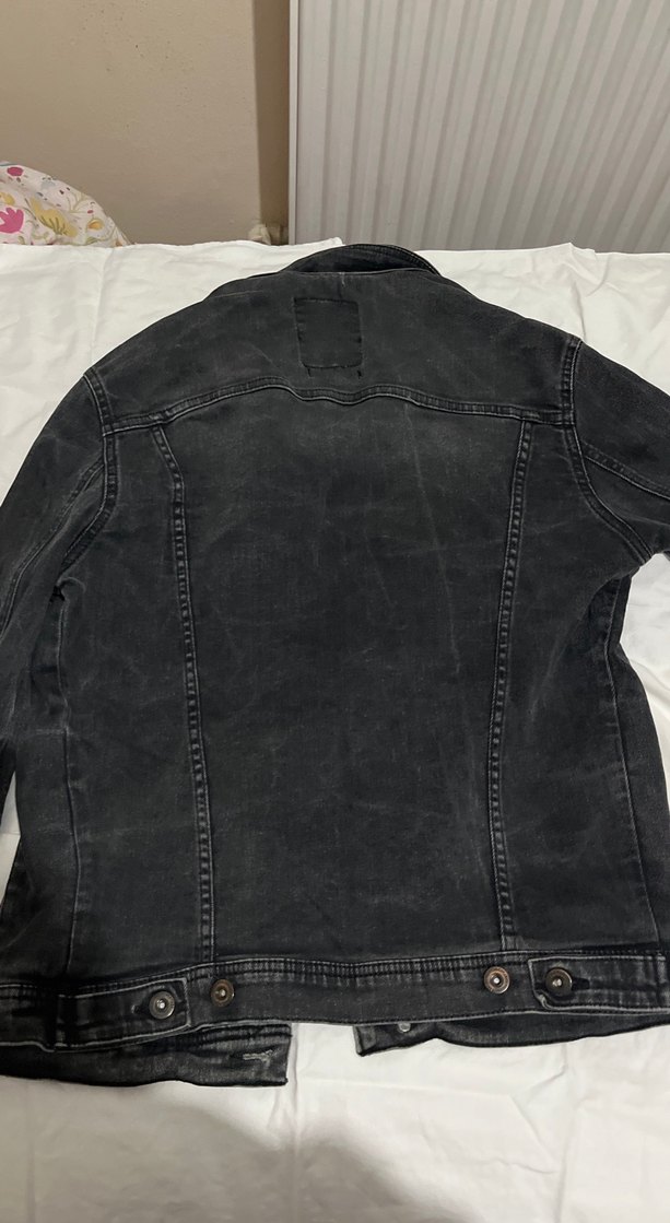 Düğmeli Siyah Erkek Denim Ceket - Görsel 3