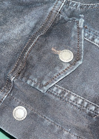 Vintage Lacivert-Siyah Düğmeli Kadın Kot Ceket - Görsel 4