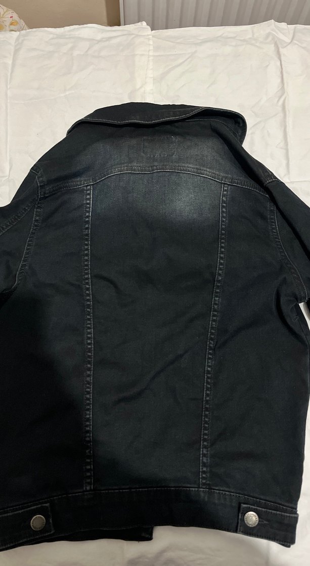 Vintage Lacivert-Siyah Düğmeli Kadın Kot Ceket - Görsel 3