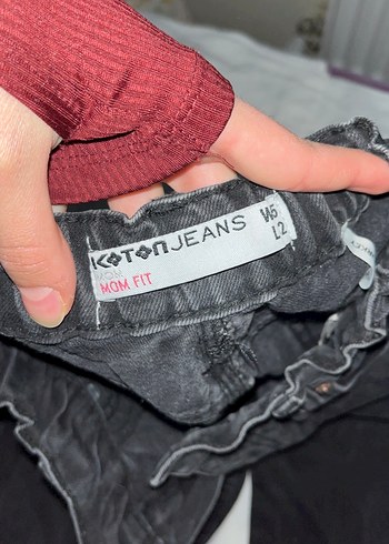 Siyah Bol Kesim Midi Kot Pantolon - Görsel 2