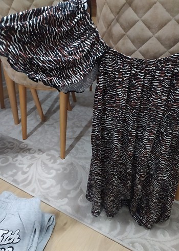 Bohem Zebra Desenli Kısa Kollu düşük omuzlu viskon yeni - Görsel 3