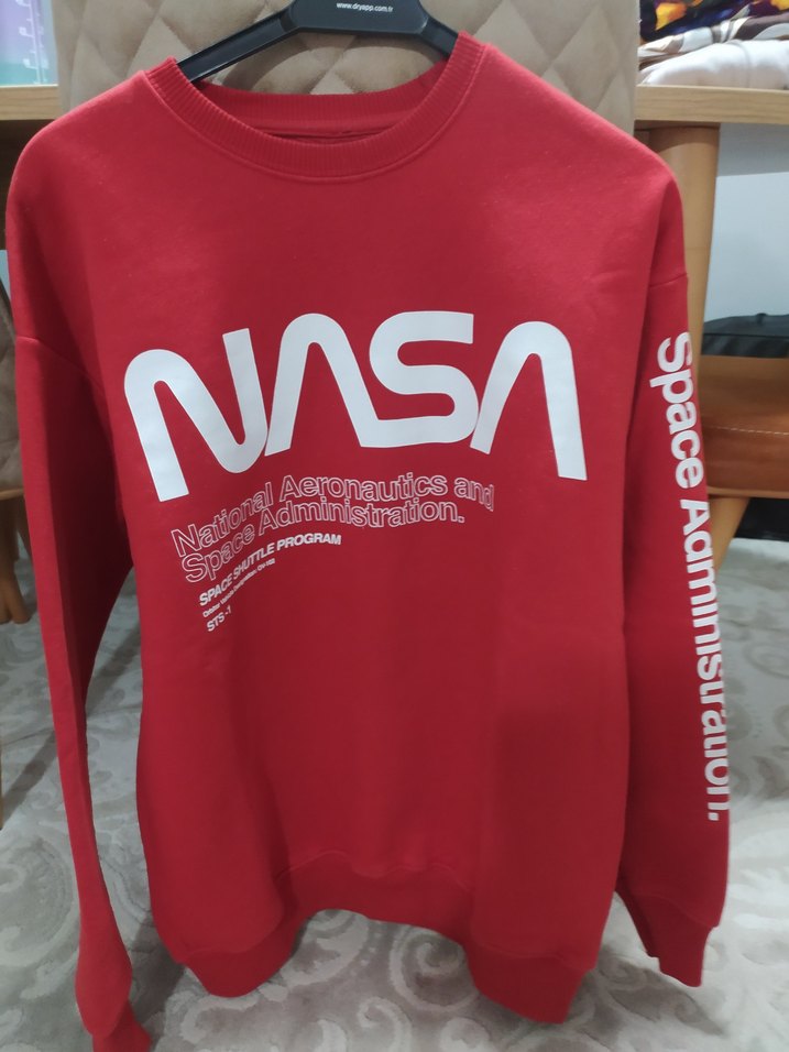 Kırmızı NASA erkek shwit - Görsel 3