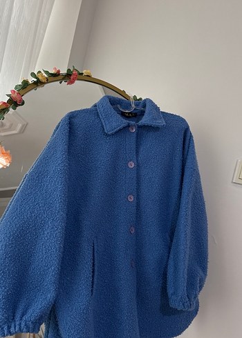 Düğmeli Mavi Kadın Polar Ceket - Görsel 2