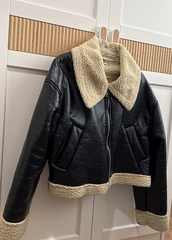 Kürklü Deri Kadın Ceket Siyah - Görsel 4