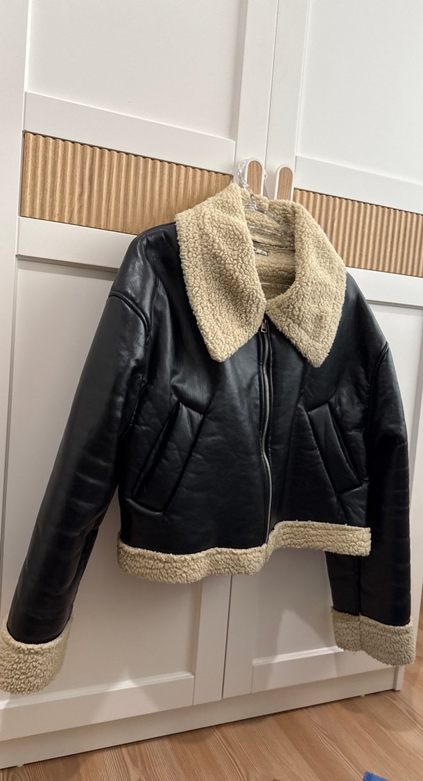 Kürklü Deri Kadın Ceket Siyah - Görsel 4