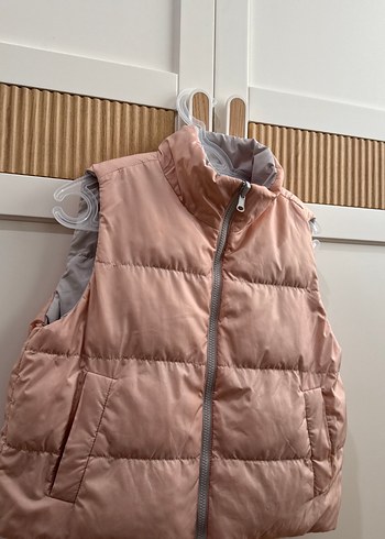 Çift taraflı gri pembe renkte iki taraflı kullanılabilen yelek - Görsel 4