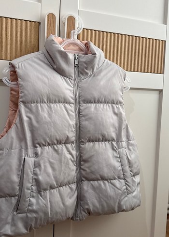 Çift taraflı gri pembe renkte iki taraflı kullanılabilen yelek - Görsel 2