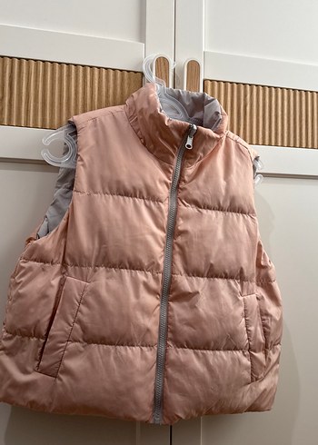 Çift taraflı gri pembe renkte iki taraflı kullanılabilen yelek - Görsel 3