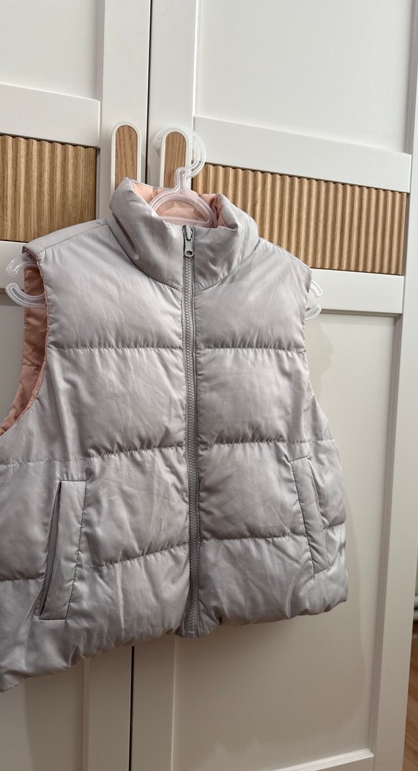 Çift taraflı gri pembe renkte iki taraflı kullanılabilen yelek - Görsel 2