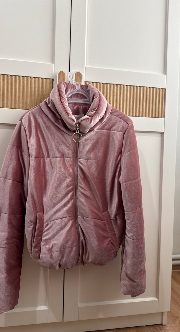 Parlak Pembe Kadın Fermuarlı Yumuşak Ceket - Görsel 2